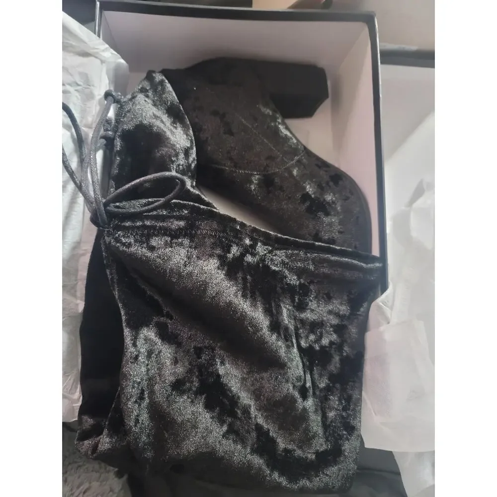 NWT Silent D Over-The-Knee Black Velvet Boots - 37EU (7 US)